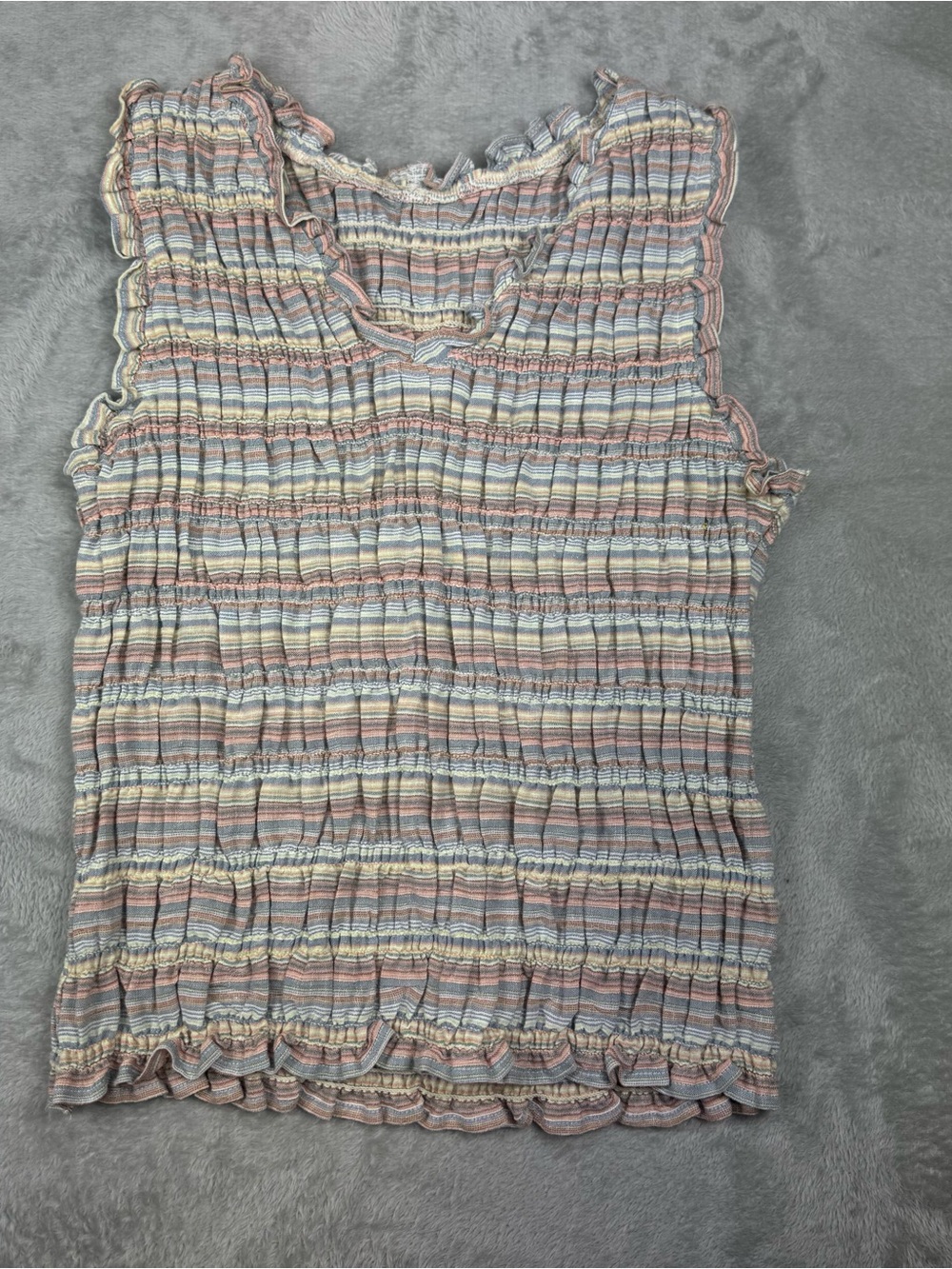 Topshop smocked v neck cotton & linen tank top sz 4